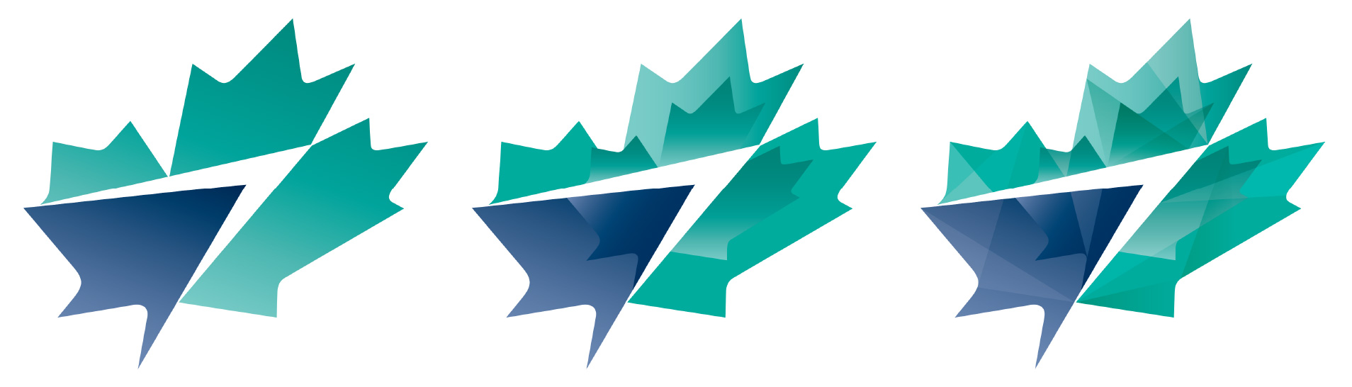 Evolution of WestJet's livery maple leaf symbol.