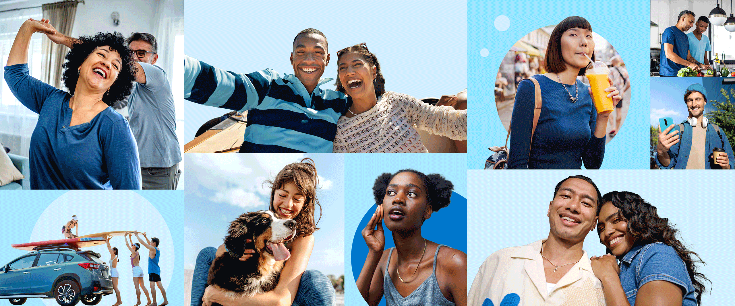 Mosaic of different images showing Blue Rewards' photographic style