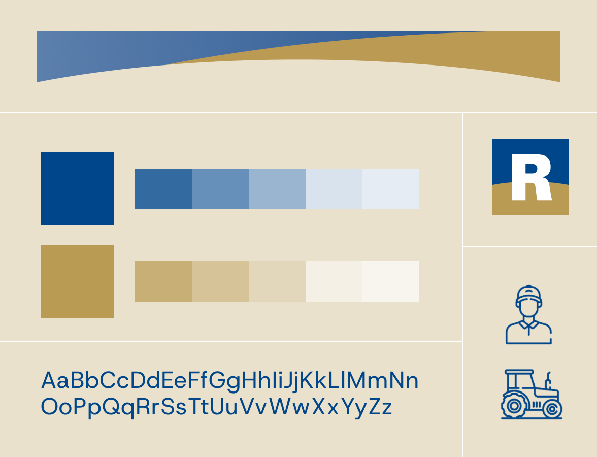 Richardson brand elements, including supergraphic, colour palette, favicon, font and illustrations